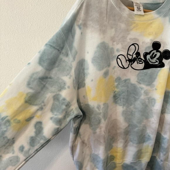 Disney Parks Mickey Mouse Tie-Dye Fleece Pullover Pastel Oversized-Large - Picture 5 of 11